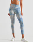 Gilt blue marble water ripple leggings