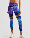 Tie dye water ripple gilt blue and purple leggings