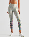 Flower purple plumeria design leggings