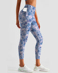 Flower watercolor blue endive leggings