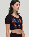 Abstract neon light glow butterfly short sleeves