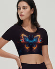 Abstract neon light glow butterfly short sleeves