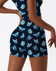 Animal neon blue butterfly shorts