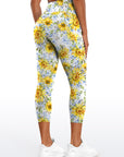 Flower watercolor sunflower yellow and blue leggings