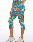 Flowers exotic colorful pattern capris