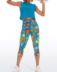 Flowers exotic colorful pattern capris