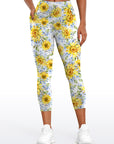 Flower watercolor sunflower yellow and blue leggings