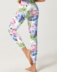 Flower watercolor palm leaves hydrangeas peony leggings