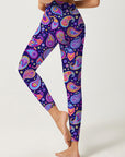 Purple paisley print design leggings