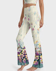 Flower purple plumeria design flare leggings