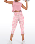 Animal pink leopard print high waisted capris