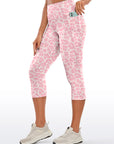 Animal pink leopard print high waisted capris