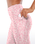 Animal pink leopard print high waisted capris