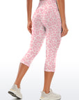 Animal pink leopard print high waisted capris