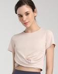 Basic crossed hem nude quick-drying breathable short sleeves