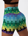 Geometry colorful humanoid gradient shorts