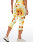 Flower yellow peonies watercolor capris