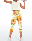 Flower yellow peonies watercolor capris