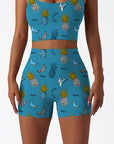 Fruit hand drawn leopard pineapple banana shorts