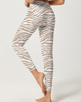 Animal zebra print gray beige leggings