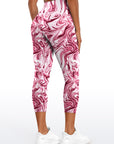 Red vortex liquid water ripple print leggings