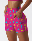 Colorful lightning wave rose red shorts