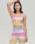 Watercolor tie dye rainbow leggings