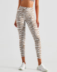 Animal zebra print gray beige leggings