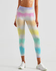 Watercolor tie dye rainbow leggings