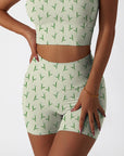 Botanical lilies of valley green shorts