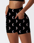 Colorful moon pattern dark shorts