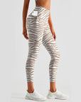 Animal zebra print gray beige leggings