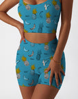 Fruit hand drawn leopard pineapple banana shorts