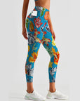 Flowers exotic colorful pattern leggings