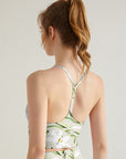 Flower white lily green wheat watercolor tank tops