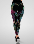 Love hip heart colorful leopard splice black leggings