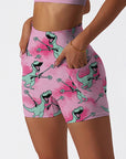 Cartoon crazy dinosaur pink shorts