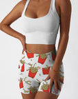 Cartoon french fries pattern print shorts