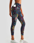 Flower psychedelic floral pattern with lotus leggings