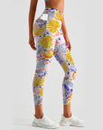 Fruit lemon turtle leaves yellow hand drawn sketch leggings