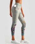 Flower purple plumeria design leggings