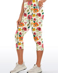 Flower watercolor pink and orange hibiscus capris