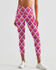 Seamless red pink lantern pattern leggings