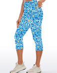 Flower abstract naive blue chrysanthemum capris