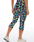 Animal bright colorful leopard pattern doodles capris