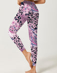 Animal leopard zebra print patchwork pink leggings