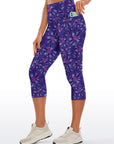 Flower hand drawn chicory purple capris