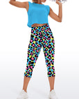 Animal bright colorful leopard pattern doodles capris