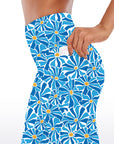 Flower abstract naive blue chrysanthemum capris