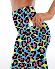 Animal bright colorful leopard pattern doodles capris